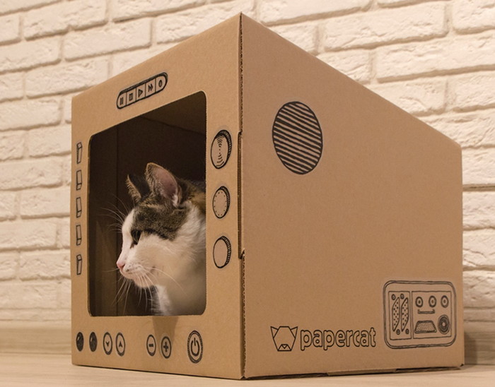домик для кота из картона