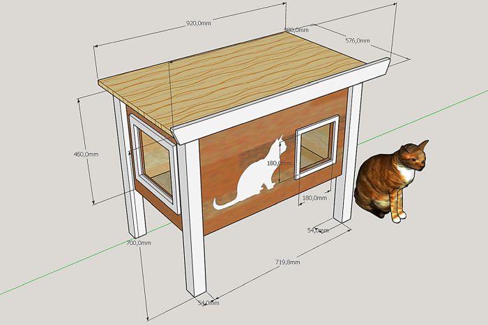 уличный домик для кошки чертеж и размеры